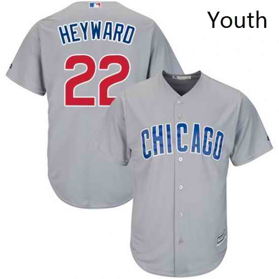 Youth Majestic Chicago Cubs 22 Jason Heyward Authentic Grey Road Cool Base MLB Jersey
